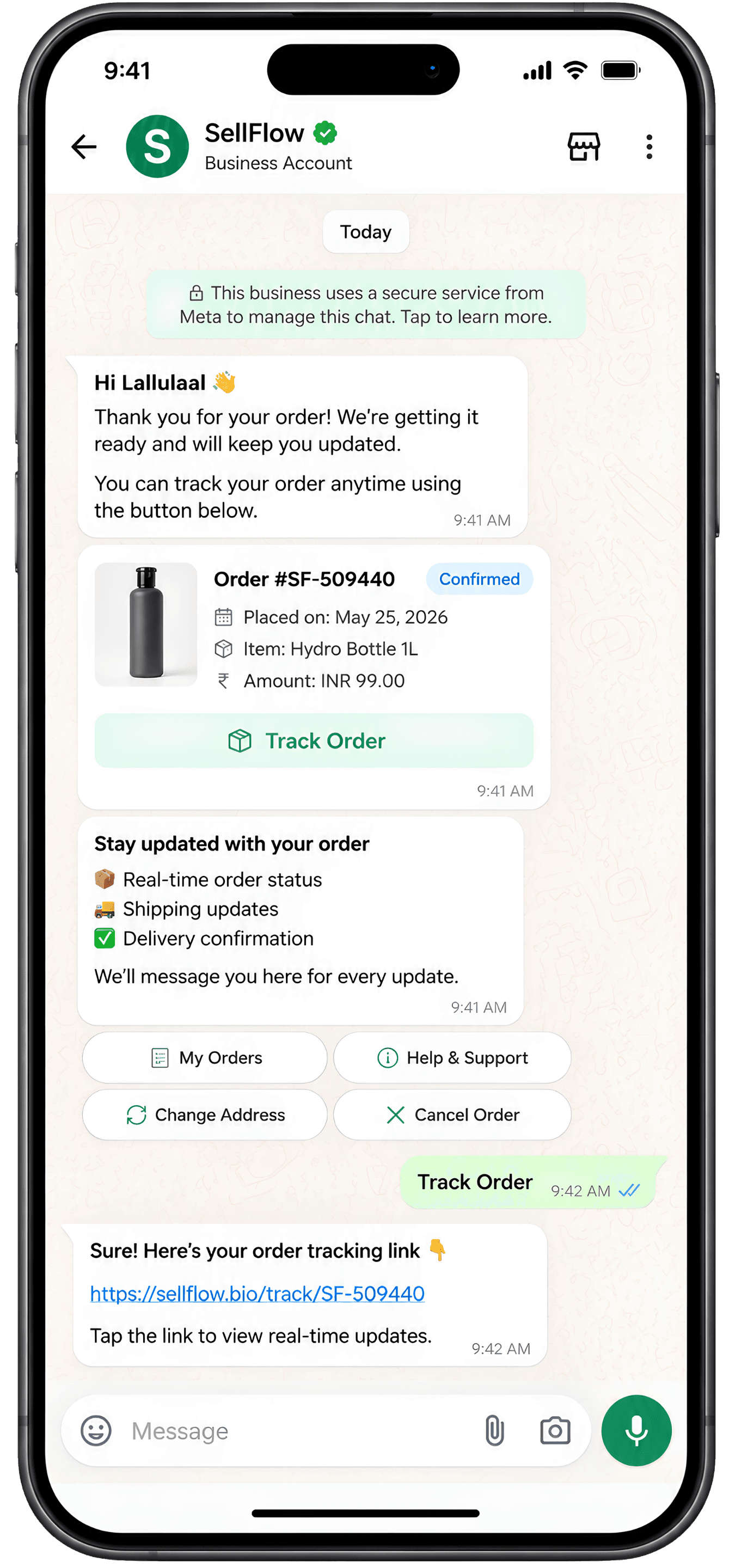 Track on WhatsApp Screen